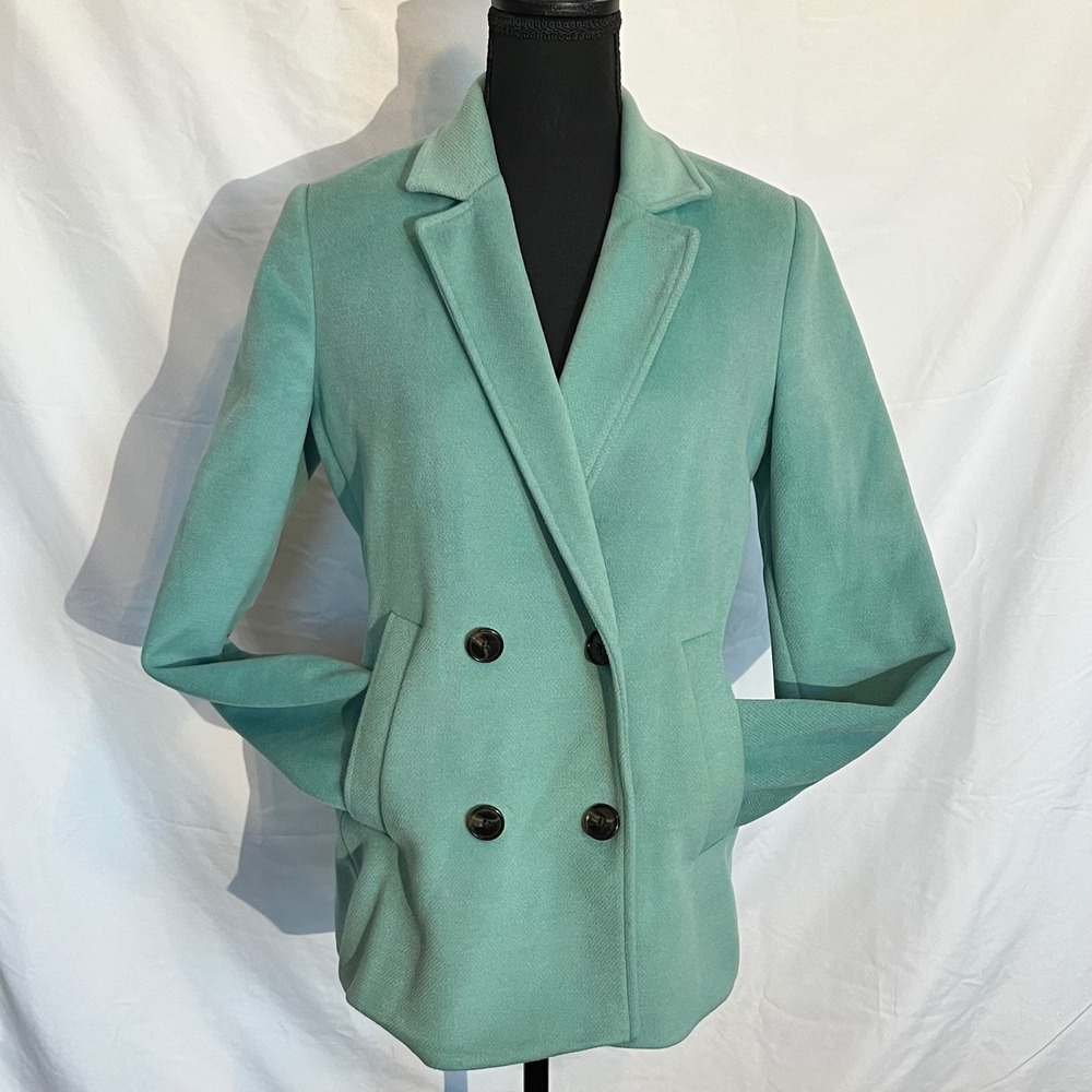 KOAJ Teal Double‎ Breasted Pea Coat Blazer Style Jacket Size 8